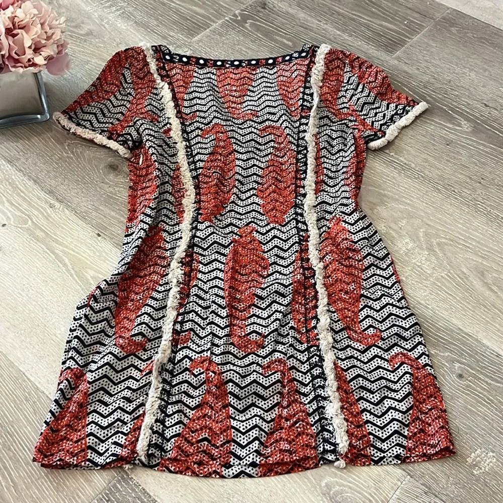 Tory Burch Red, Black & White Knit Swim Coverup